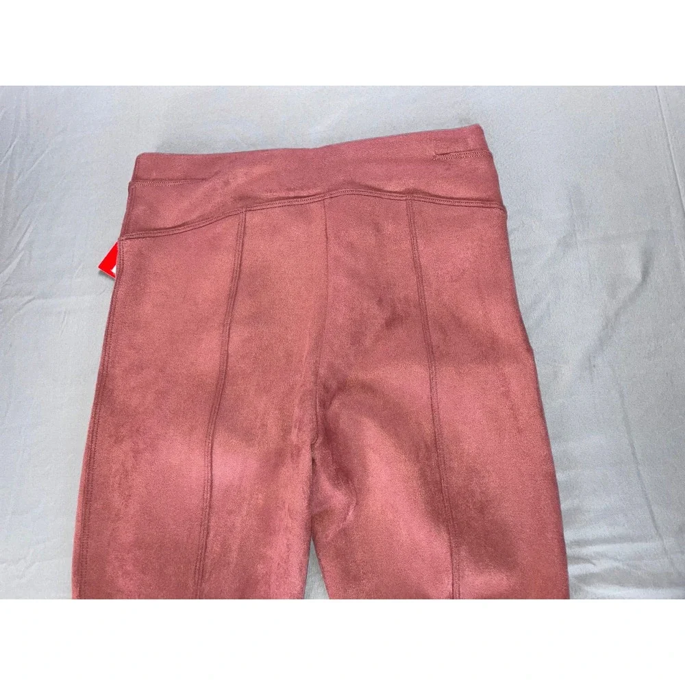 Spanx Faux Suede Pull On Leggings In Rich Rose. Women's Size XSP, NWT!! - Picture 5 of 5